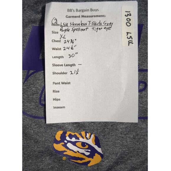 LSU Tigers Sleeveless Shirt PE Pro Edge Tank Top Tiger Eye Sz Adult XL Spellout - Picture 7 of 8